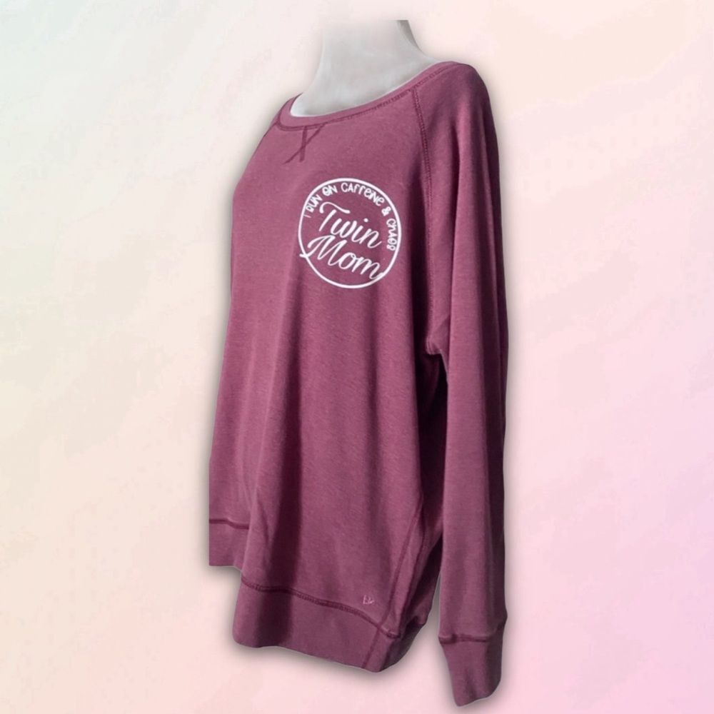 Twin Mom, Caffeine & Chaos, Custom, Rose/Mauve Raglan Sweatshirt